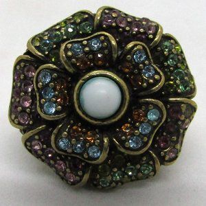 Heidi Daus Floral Ring Cabochons and Turquoise Size 8
